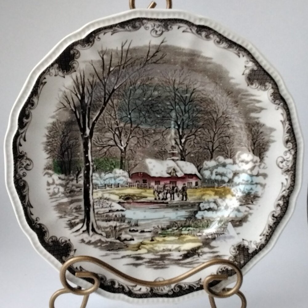 Shakespeare's Sonnets Plate with Winter Scene of Anne Hathaway's Cottage